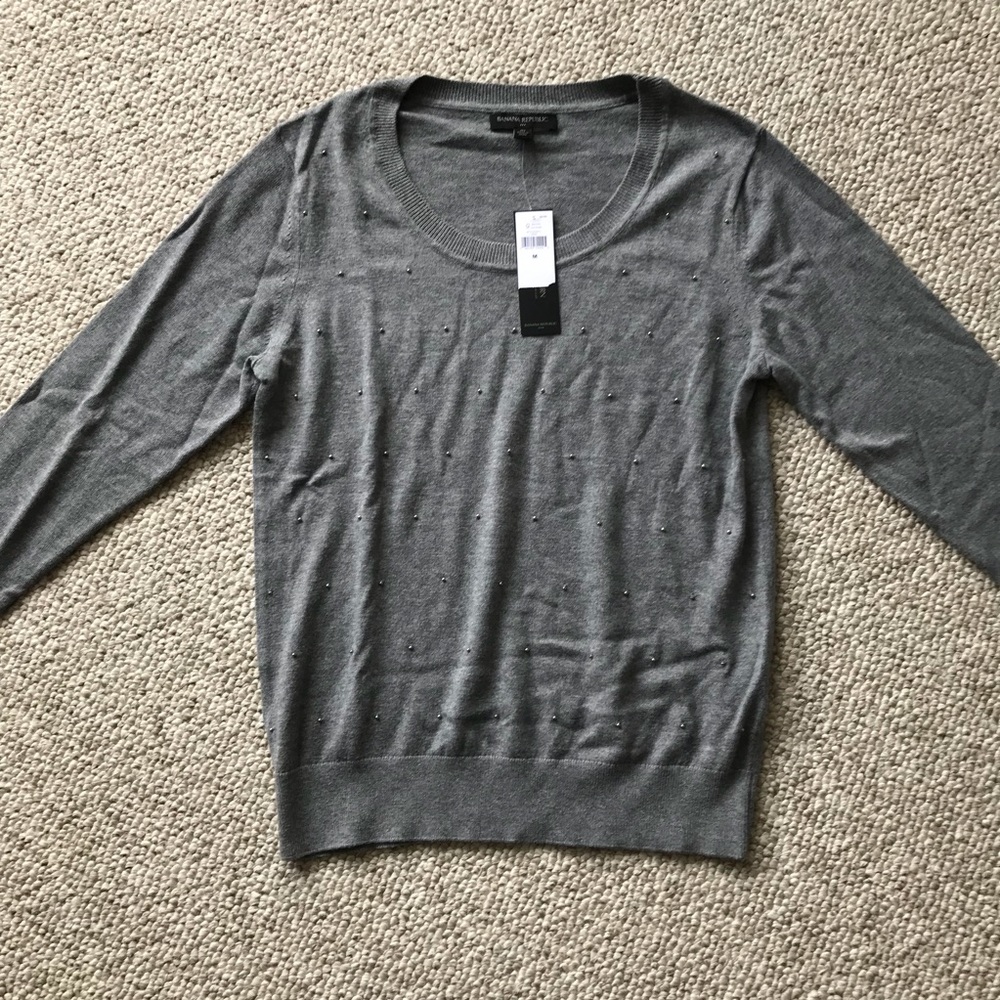 Banana Republic beaded gray sweater